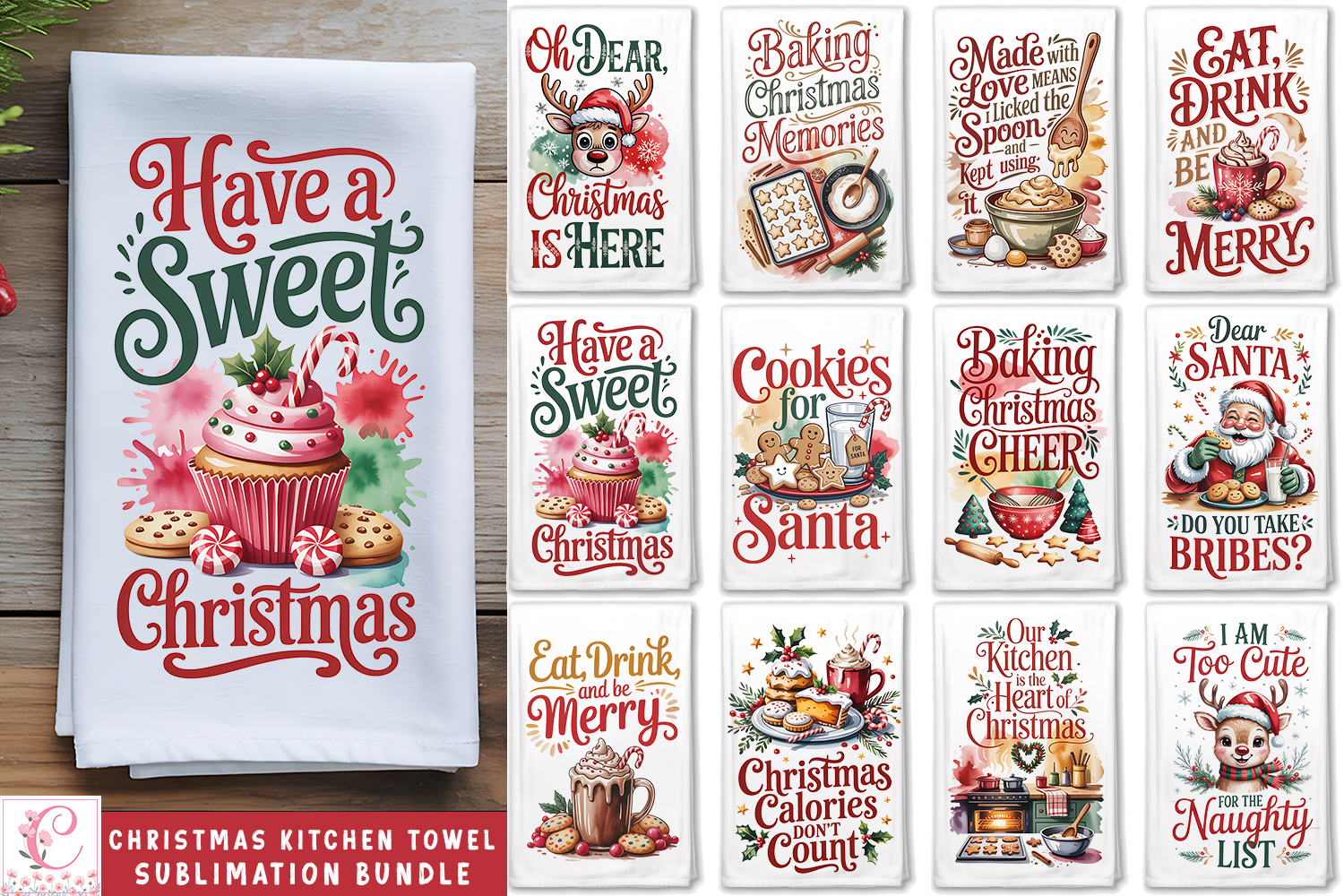 Christmas Kitchen Towel Sublimation Bund