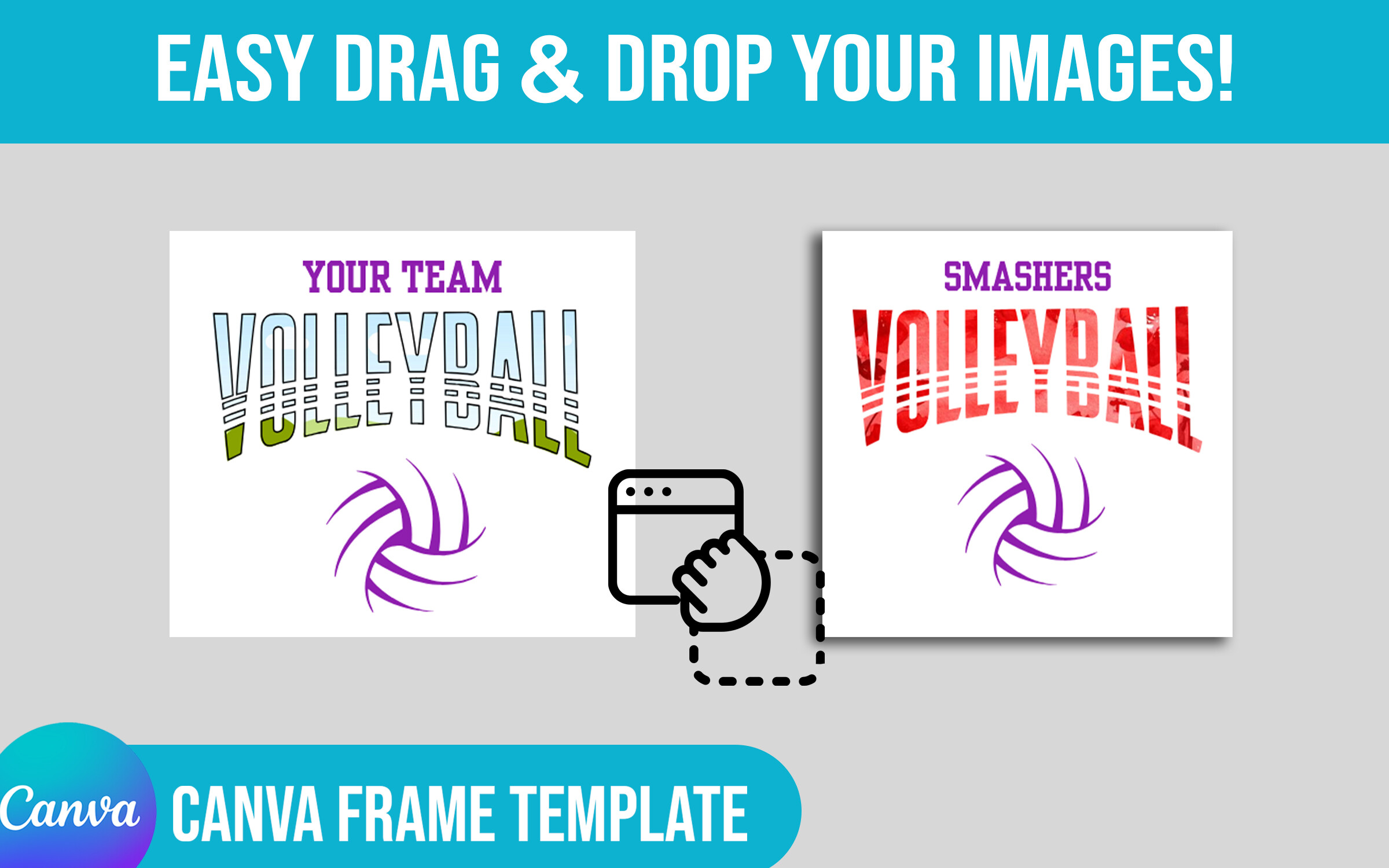 Editable Volleyball Canva Frame Template