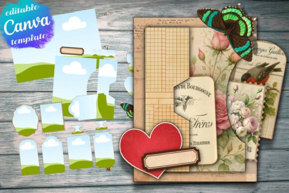 Floral Junk Journal Folder Kit Canva