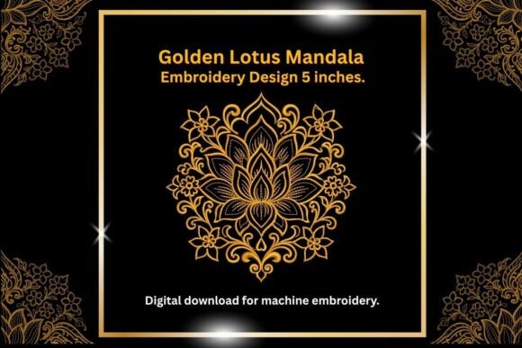 Golden Lotus Mandala – 5" Embroidery