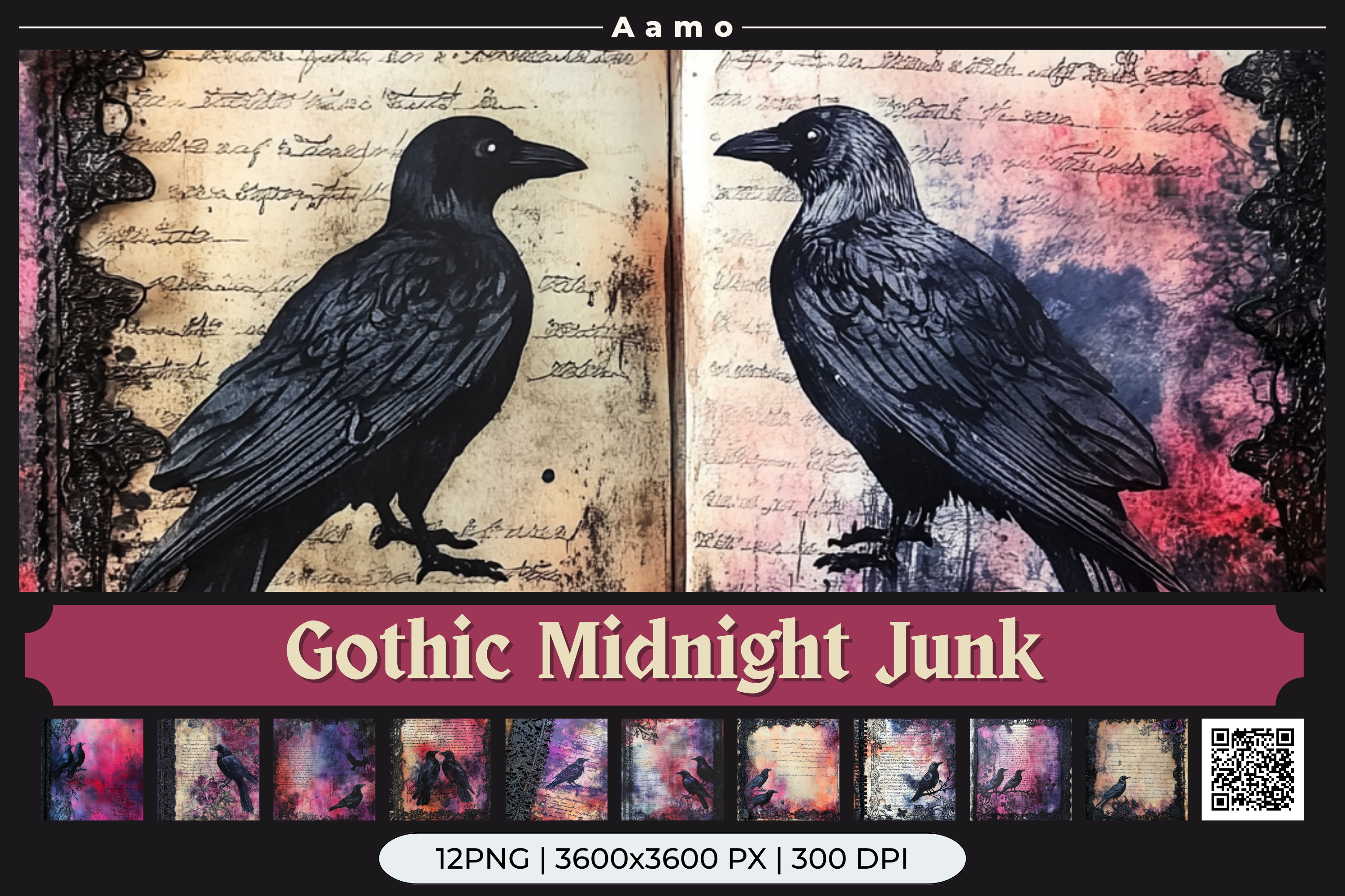 Gothic Midnight Junk Journal Paper