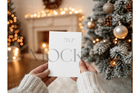 Holiday Card Held by Woman in Sweater