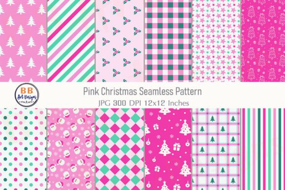Pink Christmas Seamless Pattern Paper