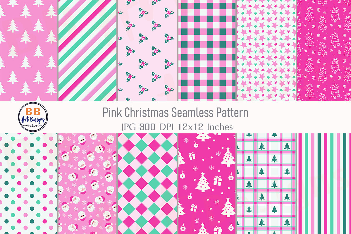 Pink Christmas Seamless Pattern Paper