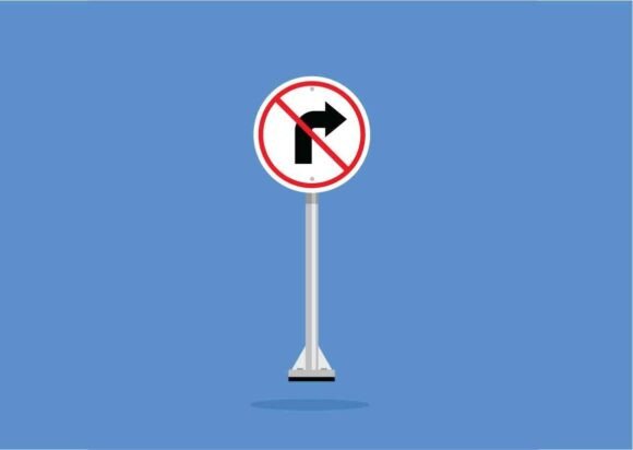 Road Sign Icon, No Turning