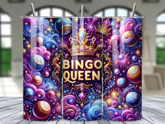 Bingo Queen Crown Glitter Tumbler Wrap