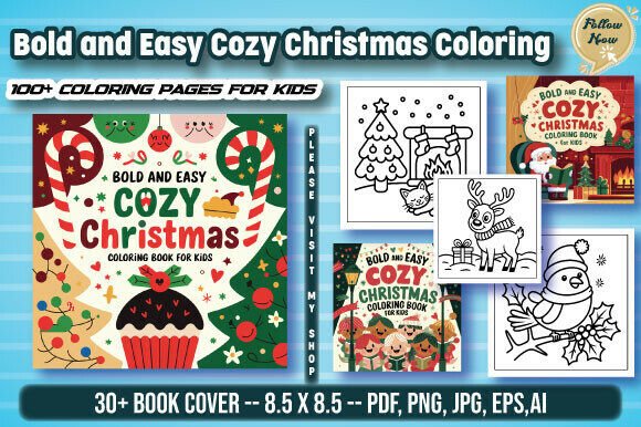 Cozy Christmas Coloring Book for Kids