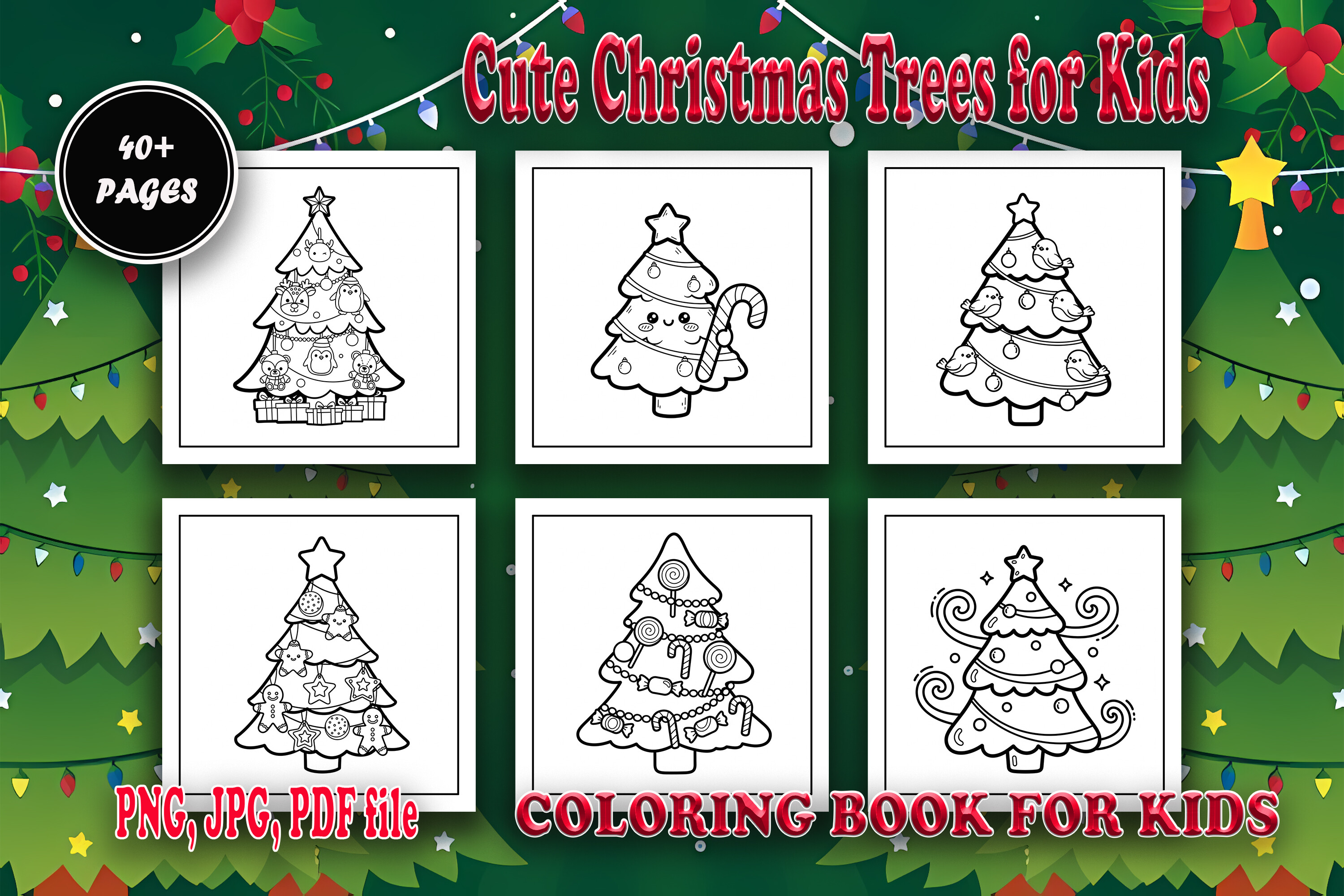 Cute Christmas Tree Coloring Book