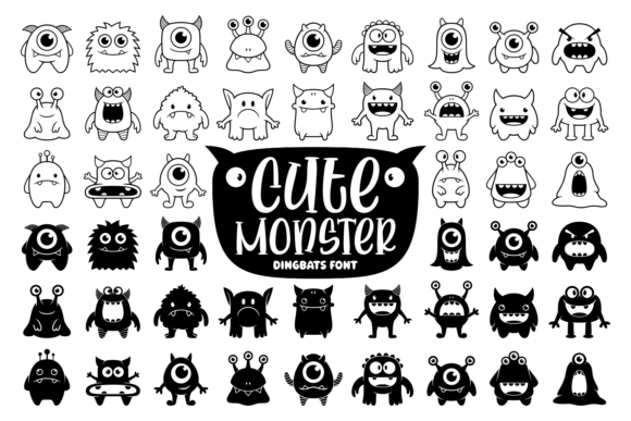 Preview of Cute Monster dingbat font