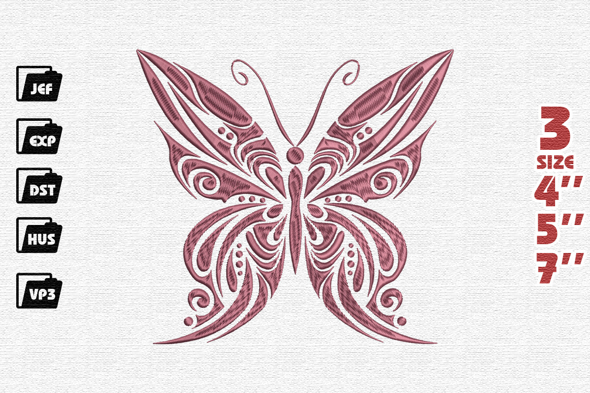 Decorative Butterfly with Filigree and Tribal Wings