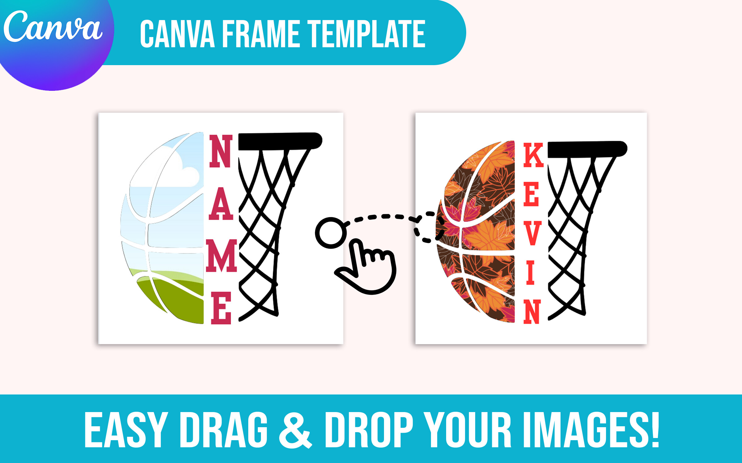 Editable Basketball Canva Frame Template