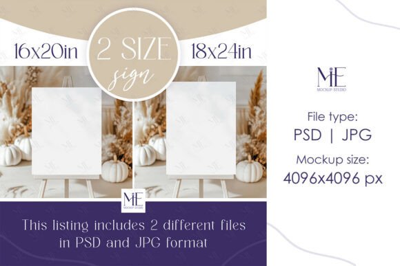 Fall Welcome Sign Mockup 18x24 & 16x20