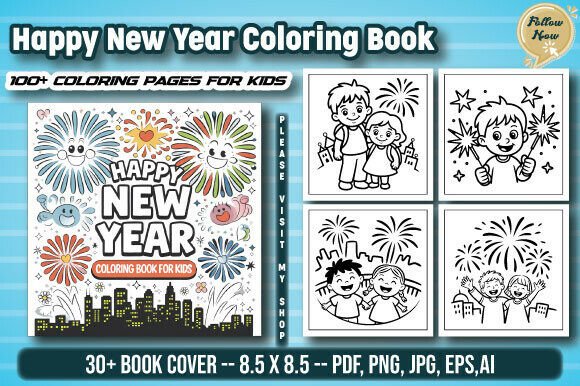 Happy New Year Coloring Book for Kids