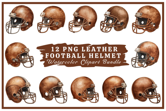 Leather Football Helmet Watercolor Pack