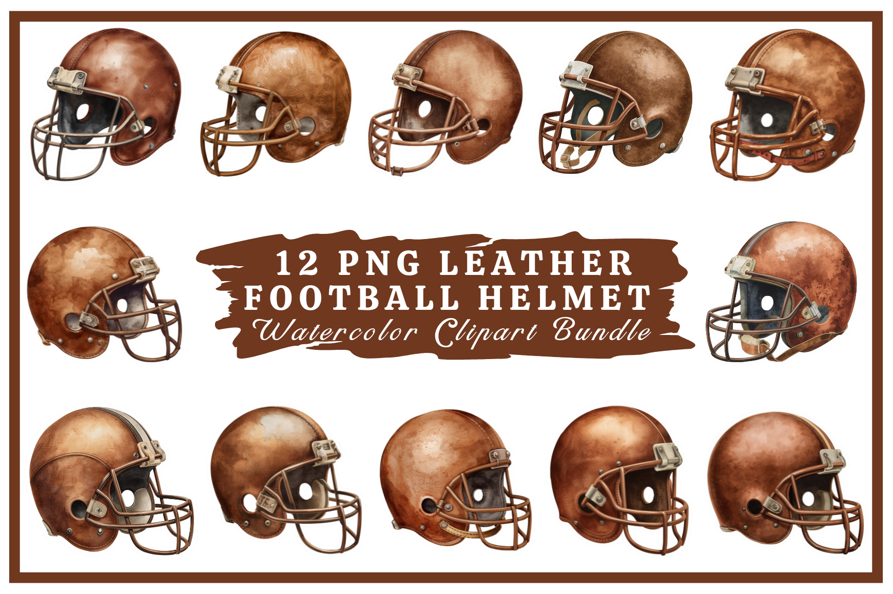 Leather Football Helmet Watercolor Pack