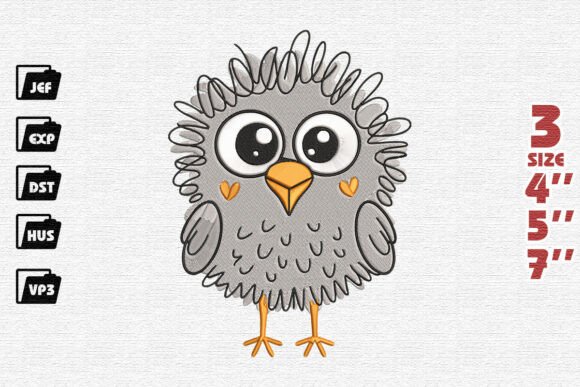 Quirky Chick Scribble Stitch Applique
