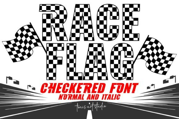 Preview specimen of Race Flag Checkered decorative font