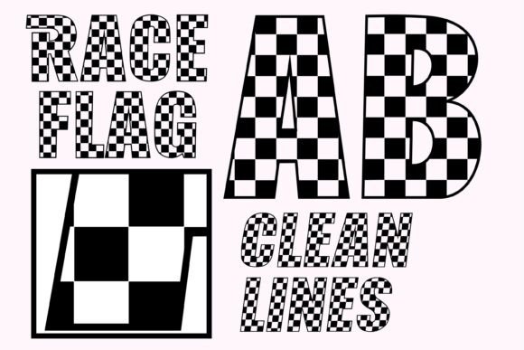 Race Flag Checkered Font PNG with transparent background - Preview 5