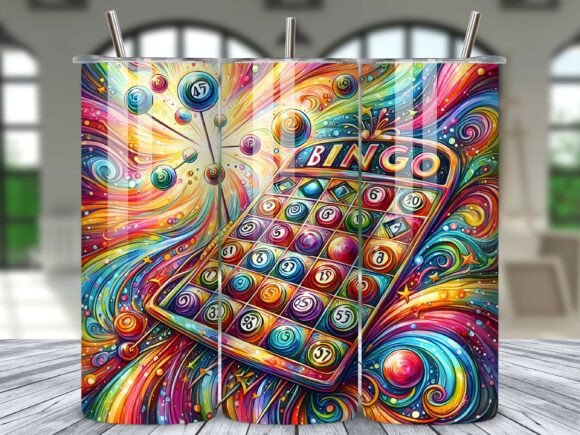 Rainbow Bingo Card Balls Tumbler Wrap