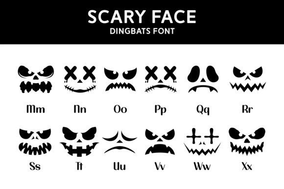 Scary Face Font PNG with transparent background - Preview 4