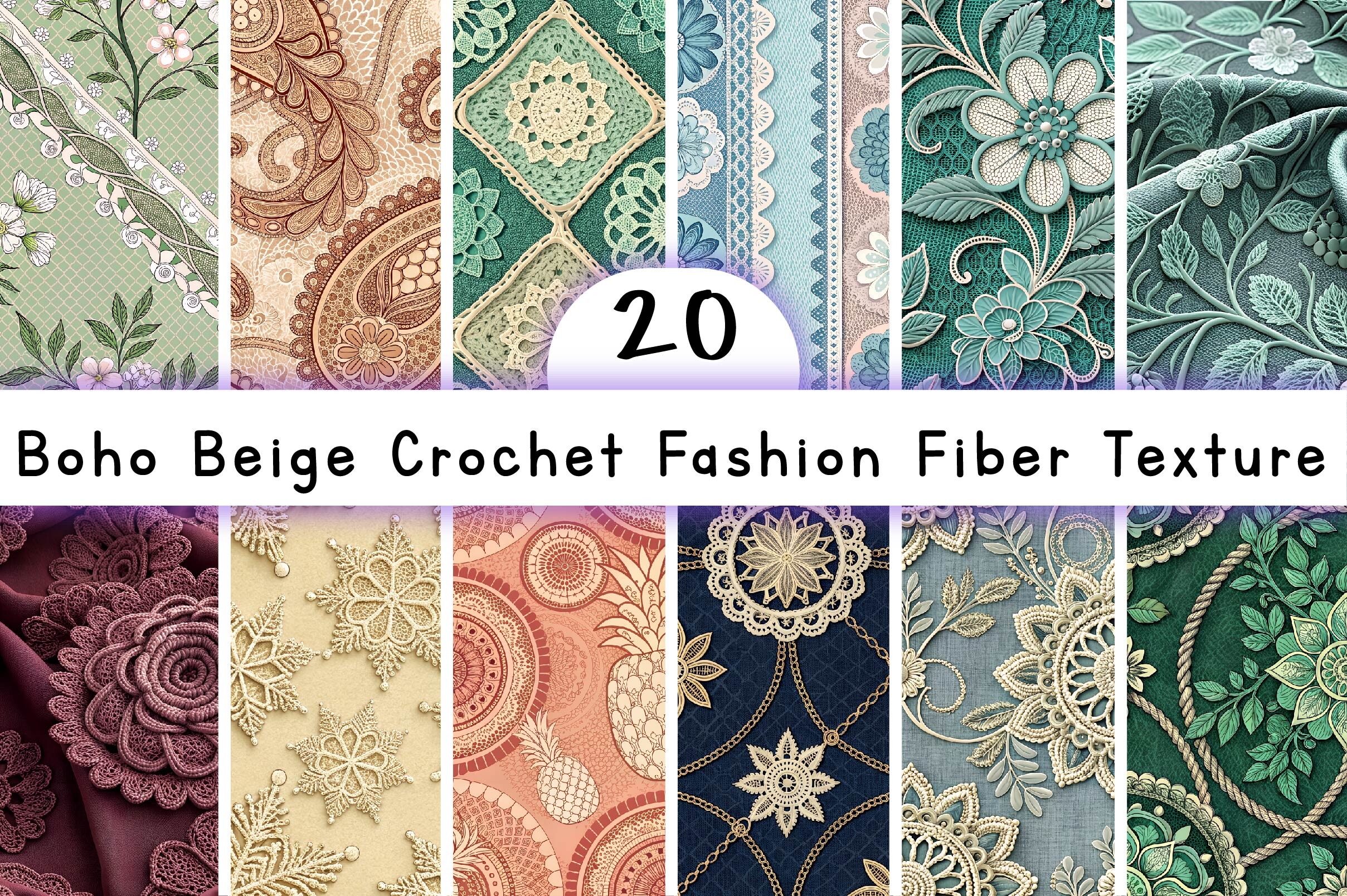 Boho Beige Crochet Fashion Fiber Texture