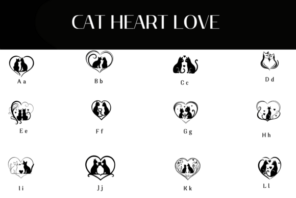 Cat Heart Love Font - Preview 1