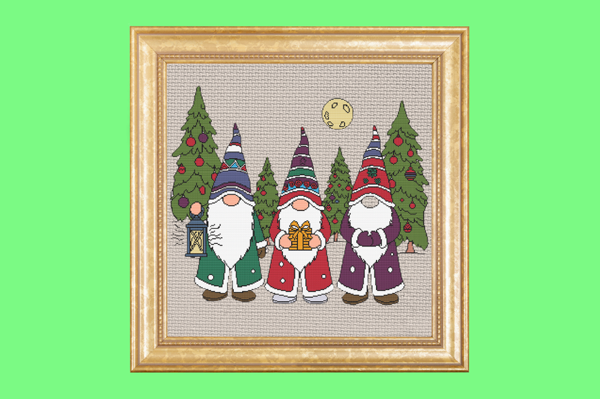 Christmas Gnomes Under the Moon Cross St