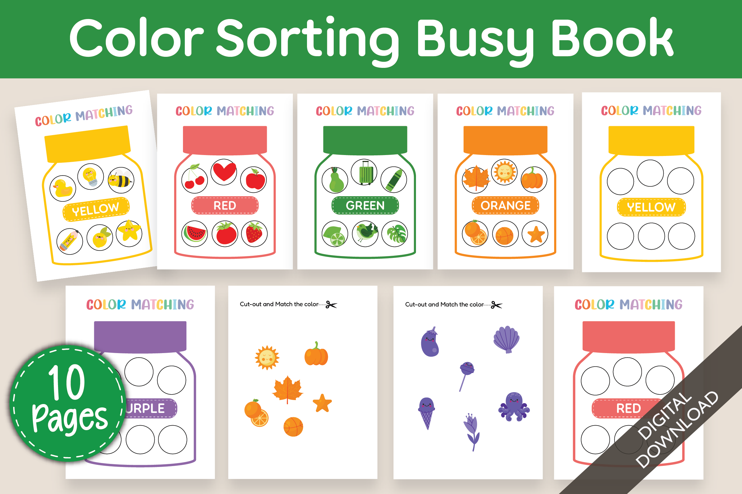 Color Sorting Busy Book for Toddlers