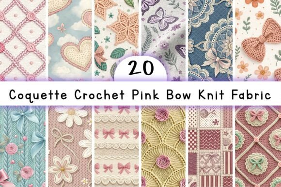 Coquette Crochet Pink Bow Knit Fabric