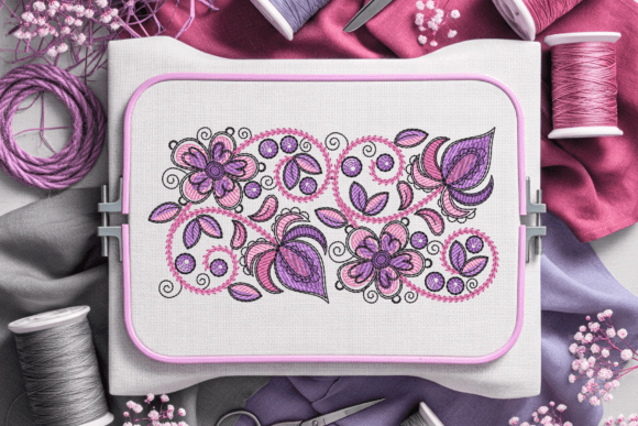Floral Border Embroidery Design