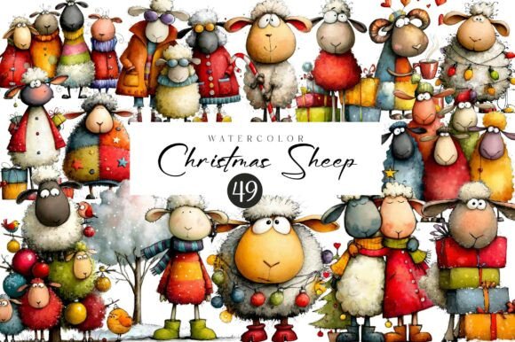 Funny Christmas Sheep Clipart