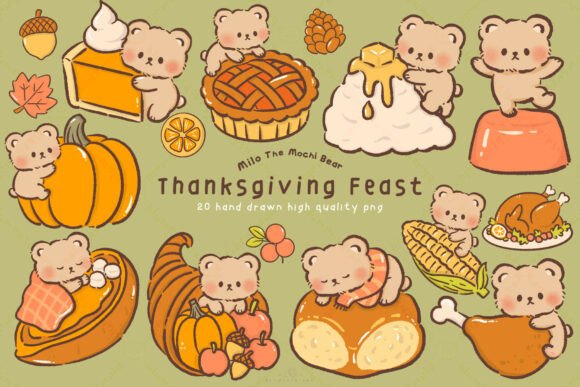 Kawaii Bear Thanksgiving Feast