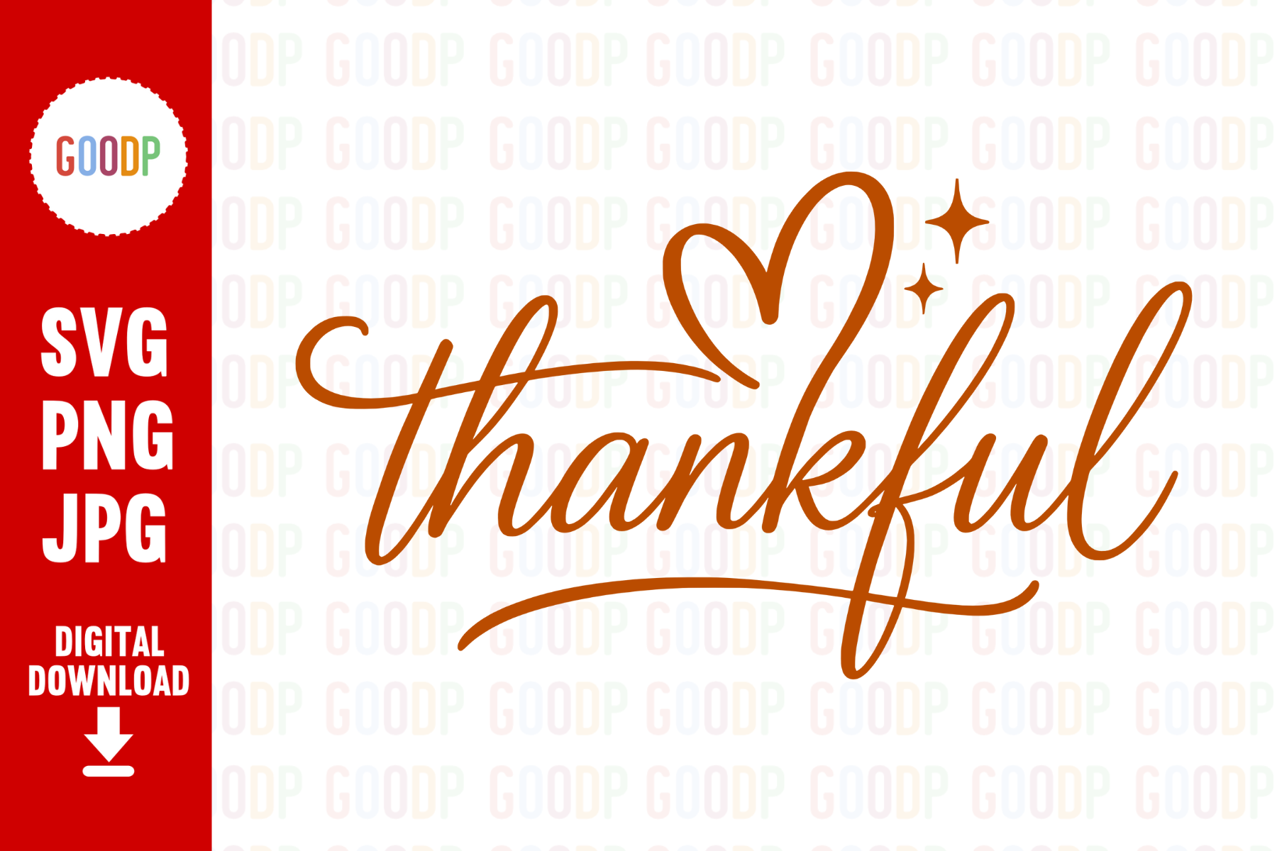 Thankful Script Heart PNG