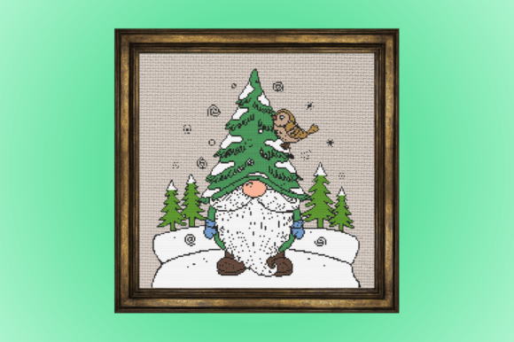 Winter Gnome with Christmas Tree Hat Cro