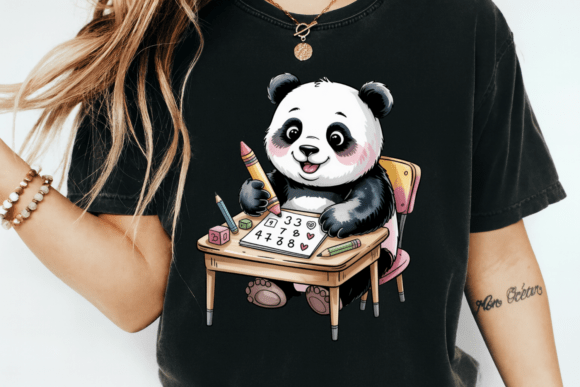 100 Days of School Panda PNG, Cute Kawai
