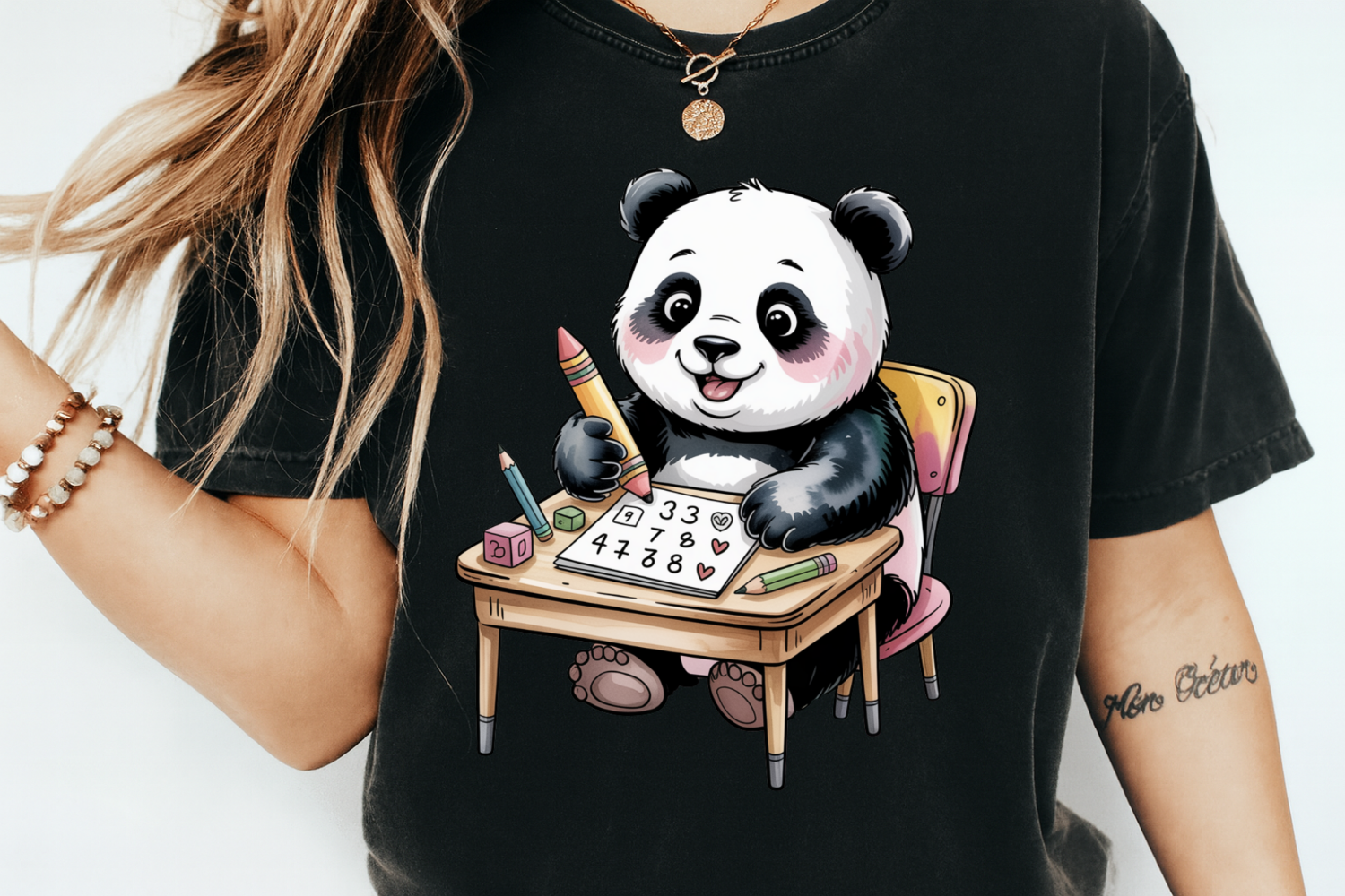 100 Days of School Panda PNG, Cute Kawai