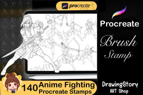 140 Procreate Fighting Stamp Brushes