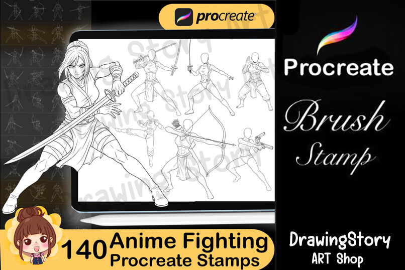 140 Procreate Fighting Stamp Brushes