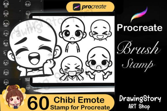60 Chibi Emote Bases Stamps