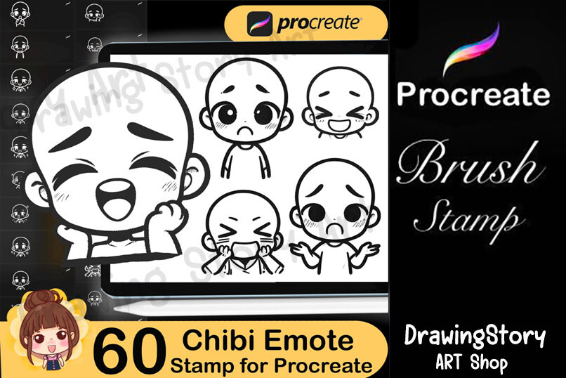 60 Chibi Emote Bases Stamps