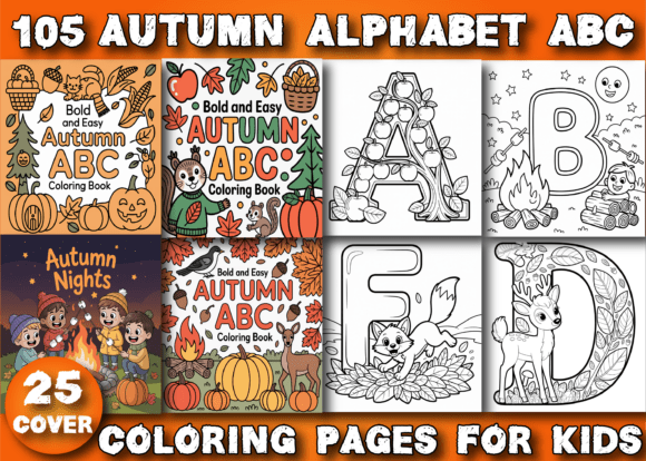 Autumn Alphabet ABC Coloring Pages Kids