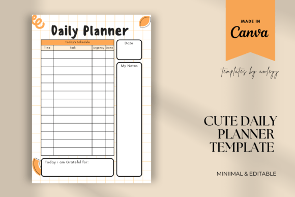 Cute Daily Planner Template Editable Graphics