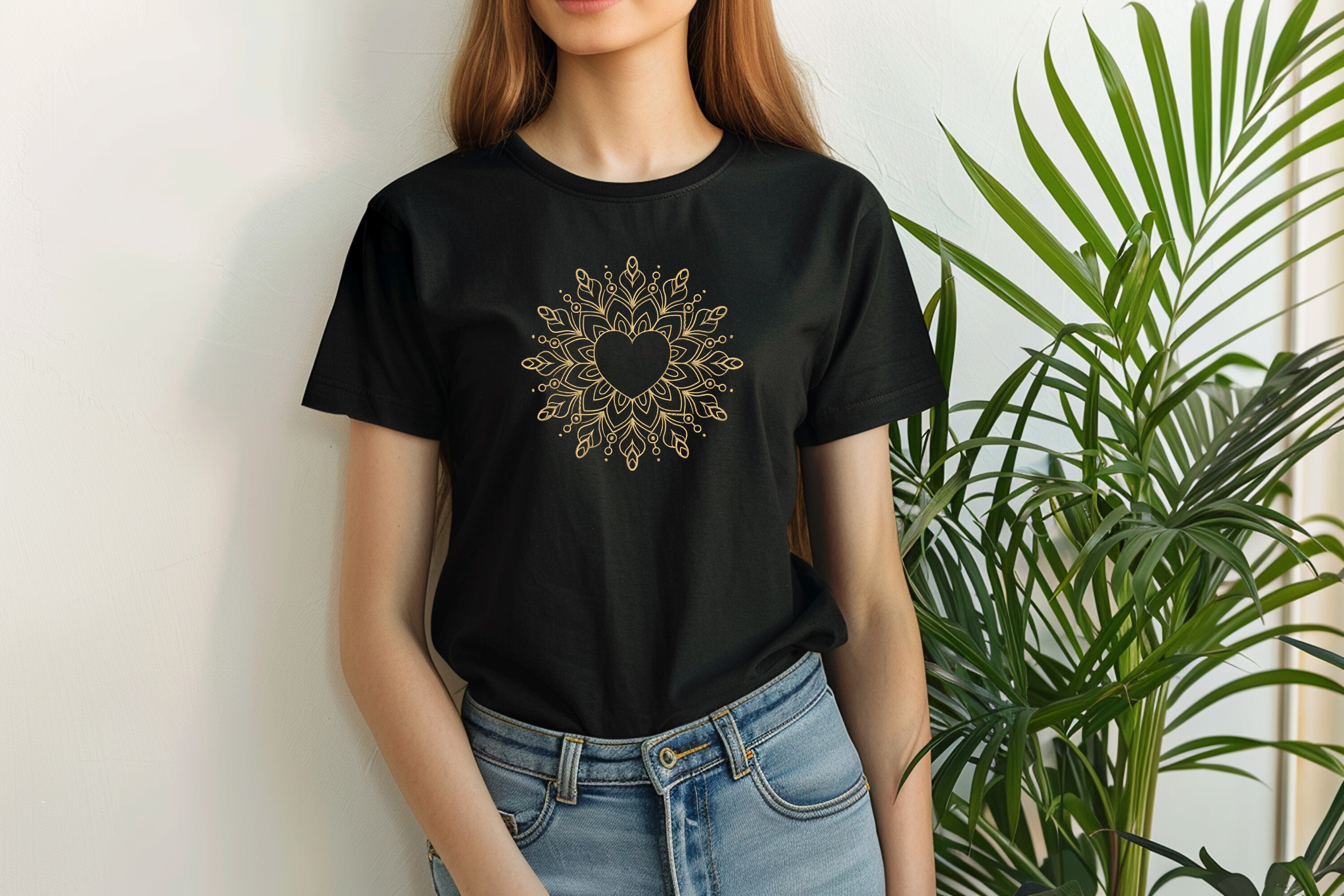 Elegant Heart Mandala Frame Embroidery Design