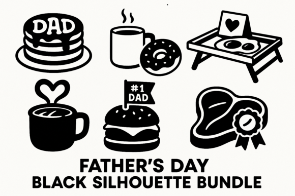Father's Day Food Icons Black