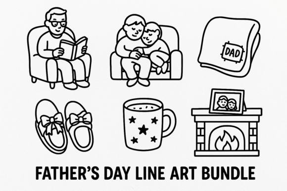 Father's Day Line Art Bundle SVG