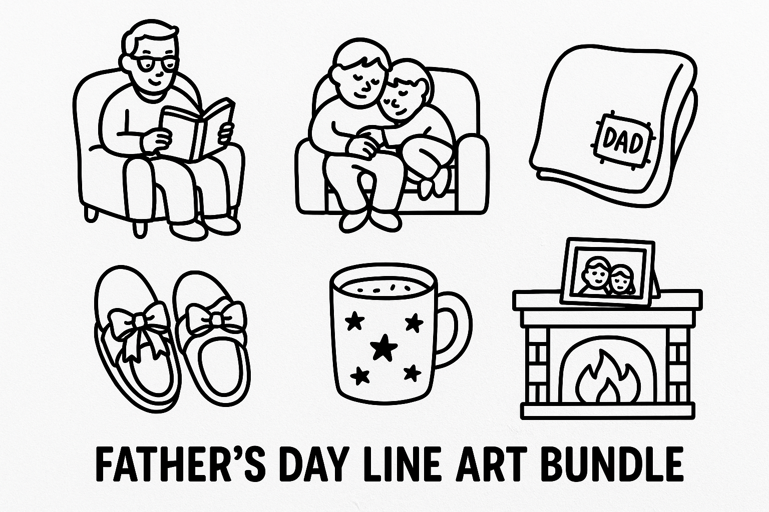 Father's Day Line Art Bundle SVG