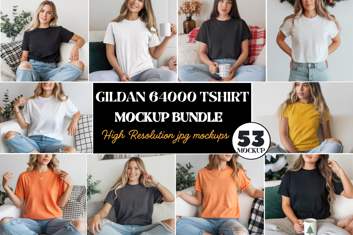 Gildan 64000 Tshirt Mockups Bundle