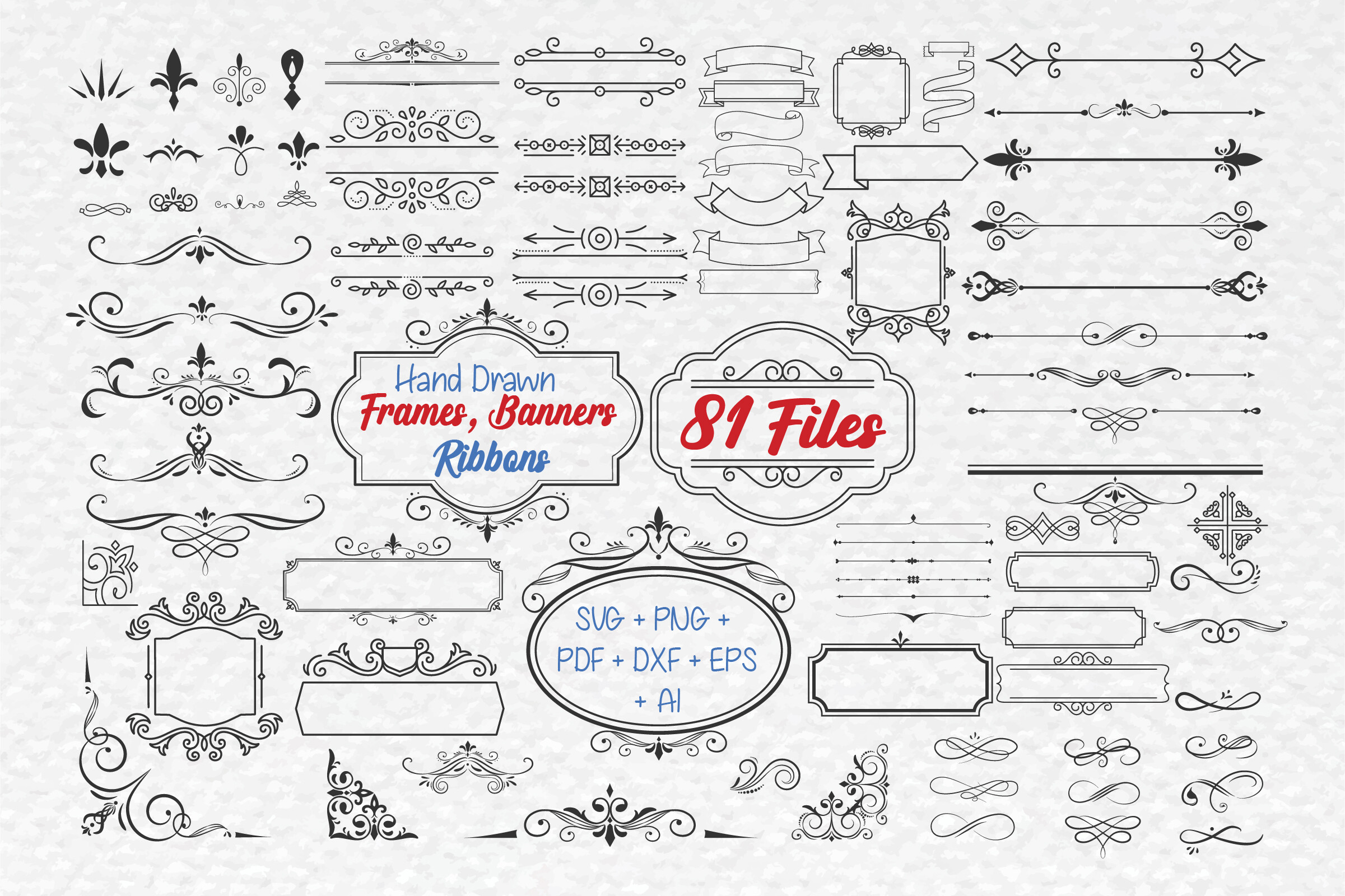 Hand Drawn Frames, Banners & Ribbons