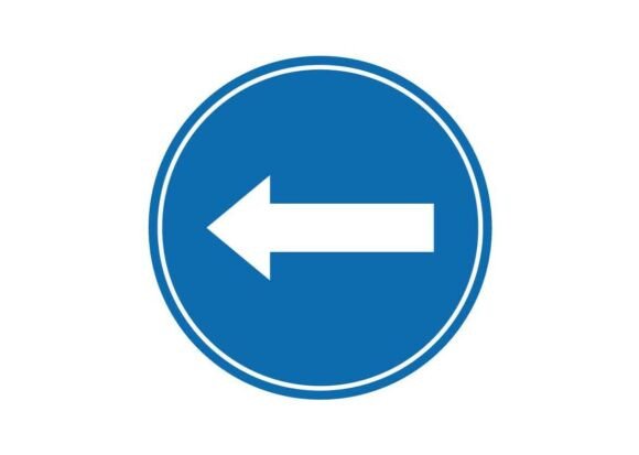 Left Mandatory Road on Road Sign
