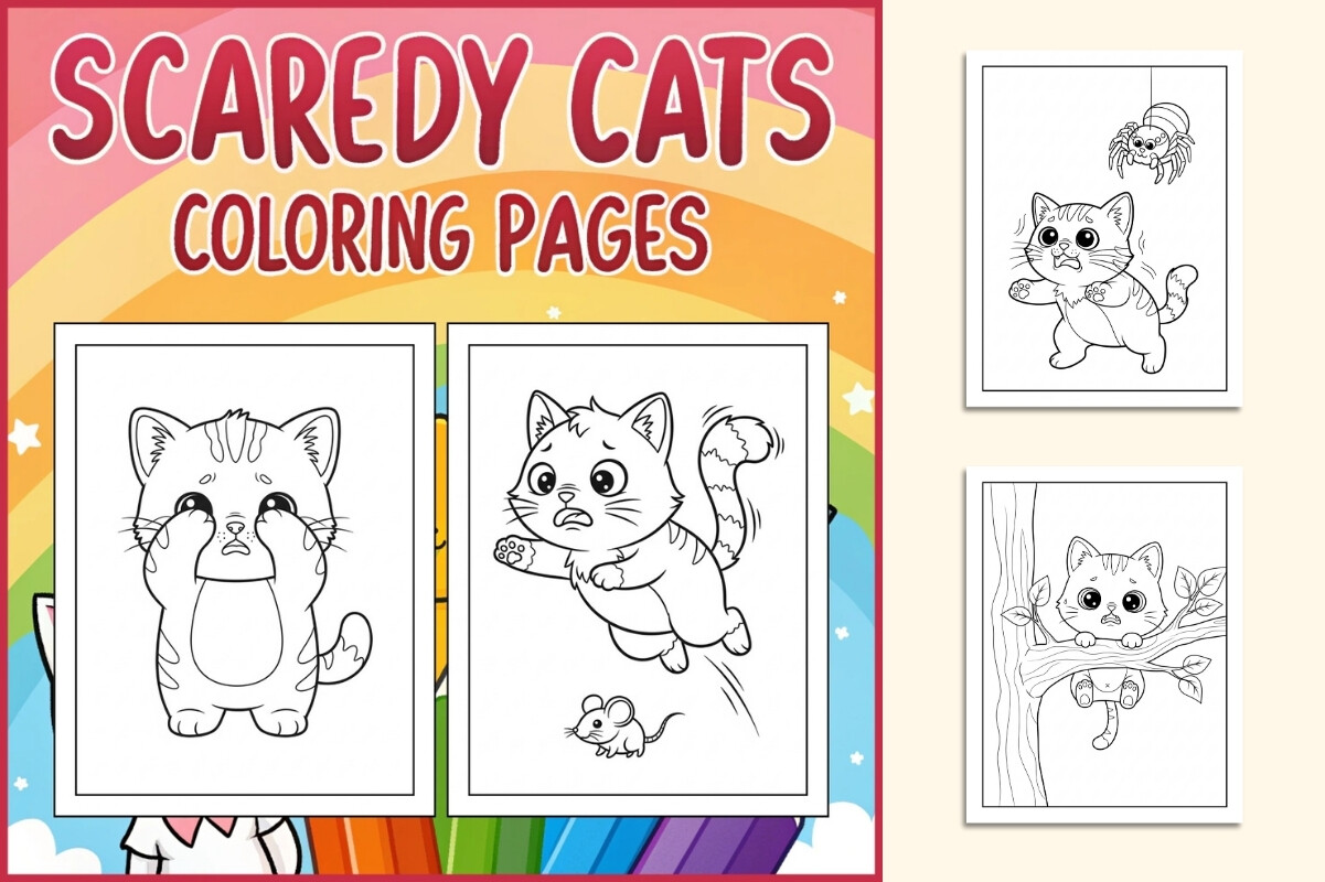 Scaredy Cats Coloring Pages for Kids